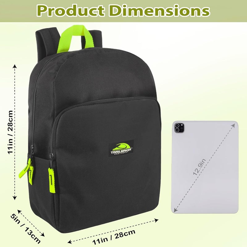 Trailmaker Color Block Backpacks for School Boys and Girls, 15 Inch Two Tone Colorful Small Travel Backpack for Kids (Black) - Image 4